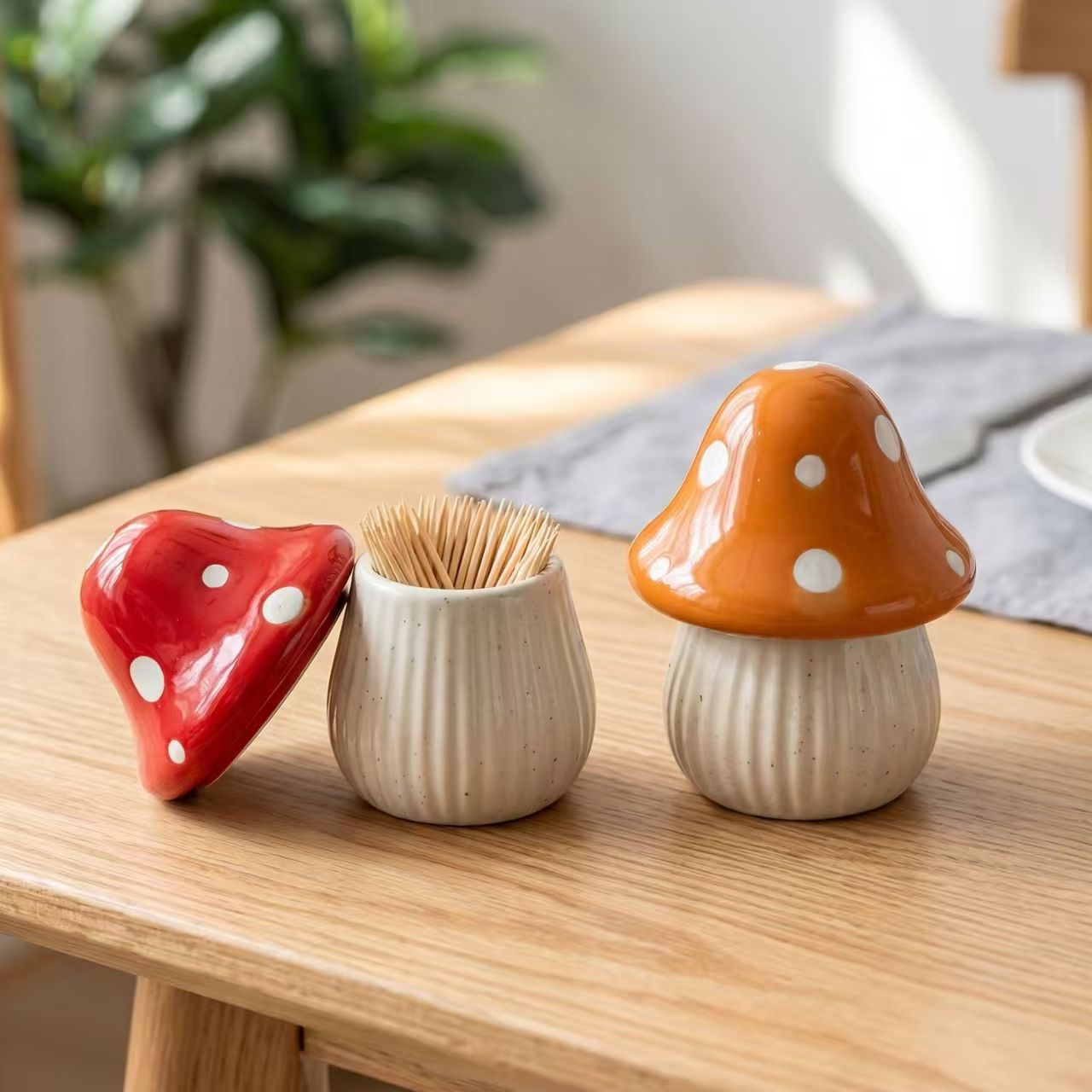 Kitchen Appliances Shelves - Cartoon Mushroom Ceramic Storage Jars Home