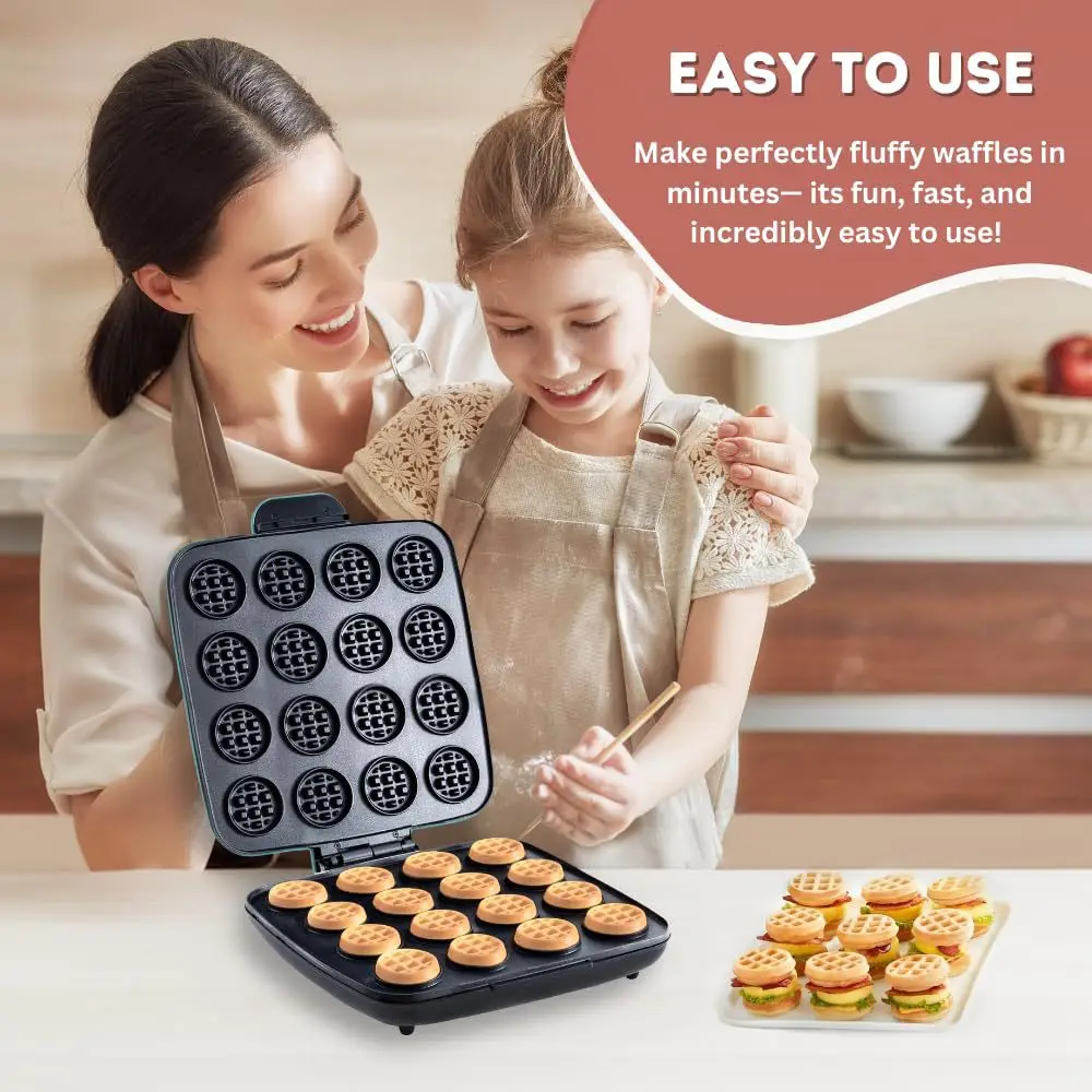 Sandwich Press Grill - 16-Hole Waffle Maker, Quick Heating Non-Stick